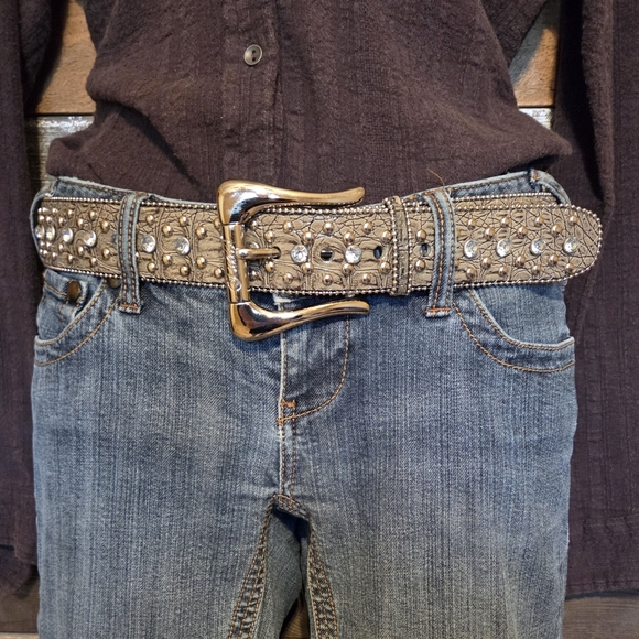 Guess Accessories - Guess Gray Rhinestone Embellished Belt